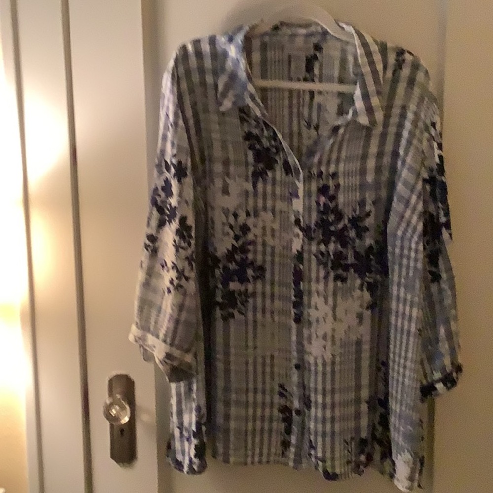 Navy print blouse